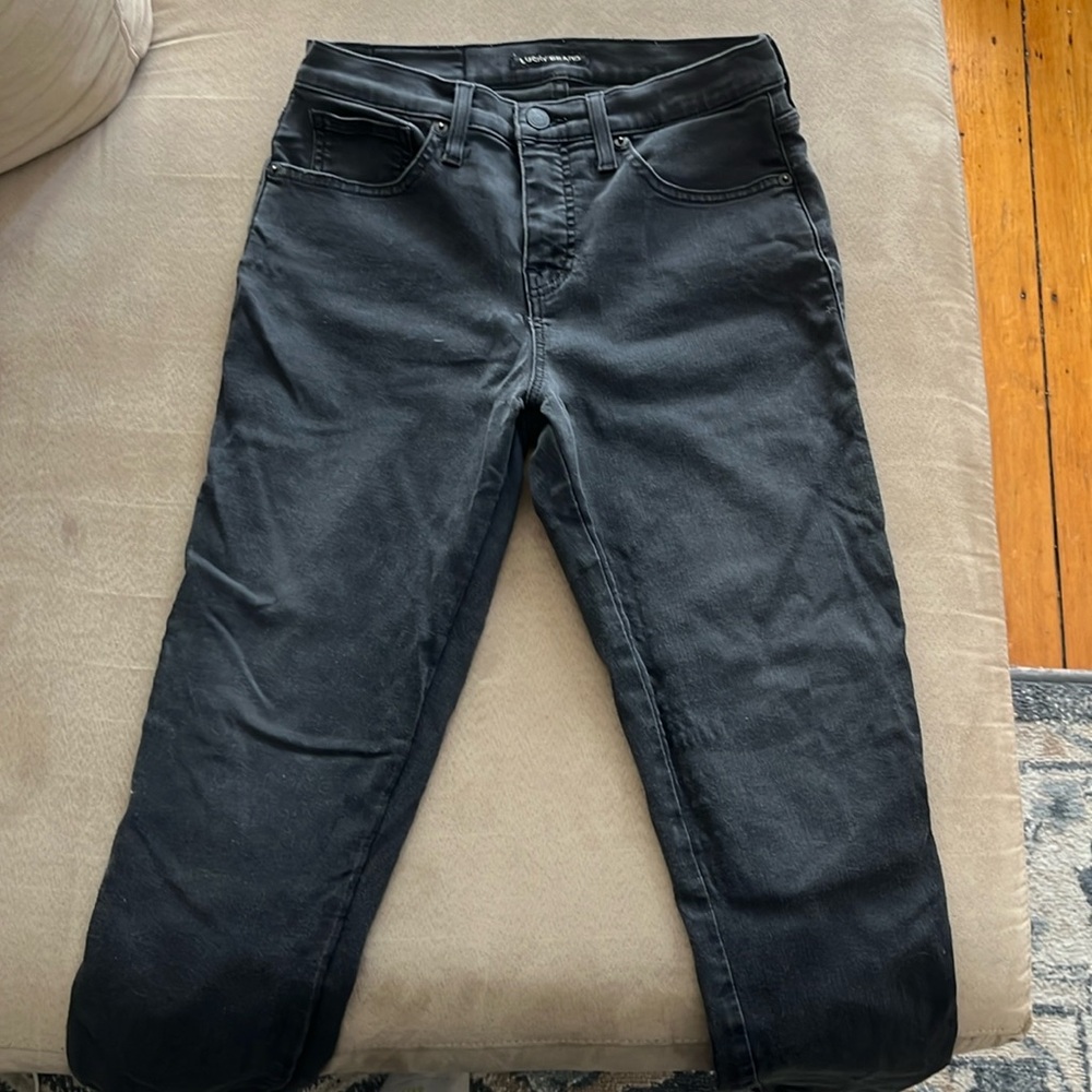 Lucky Brand black mid-rise skinny jeans, sz 8